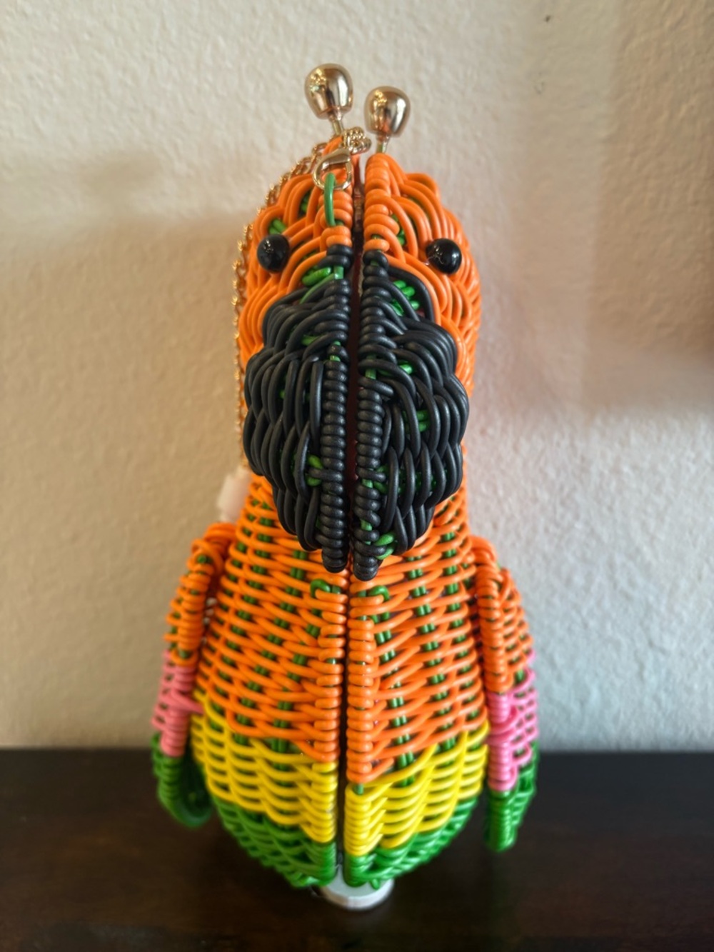 Tommy Bahama Orange Parrot Woven Crossbody with Gold Chain - Picture 3 of 7